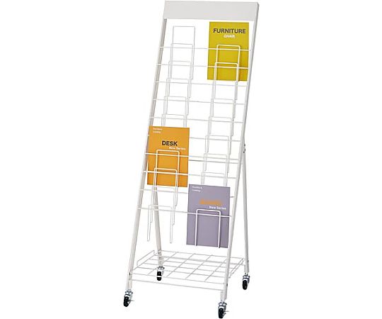 F.M.L キャスター付きパンフレットスタンド 10段2列 LFT5415LWH 1台(ご注文単位1台)【直送品】