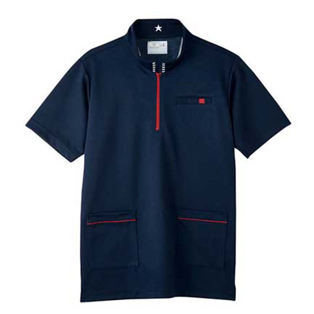 KIRAKU（トンボ） ケアワークシャツ ネイビー M（身丈70cm） CR185-88 M 1枚（ご注文単位1枚）【直送品】