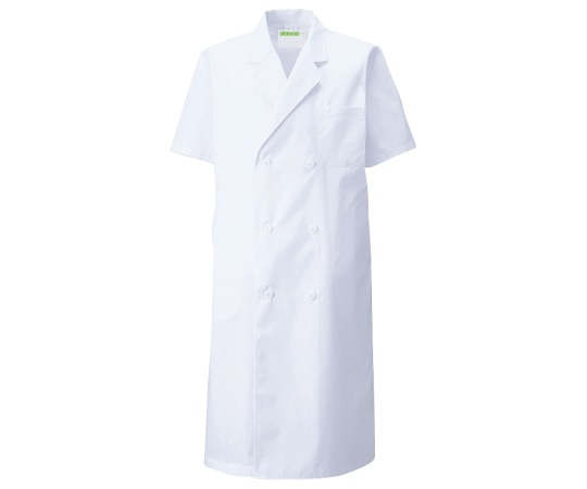 KAZEN メンズ診察衣W型半袖 白 L 117-30 L 1枚（ご注文単位1枚）【直送品】
