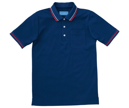 KAZEN ライン入りポロシャツ ネイビー SS 236-08 SS 1枚（ご注文単位1枚）【直送品】