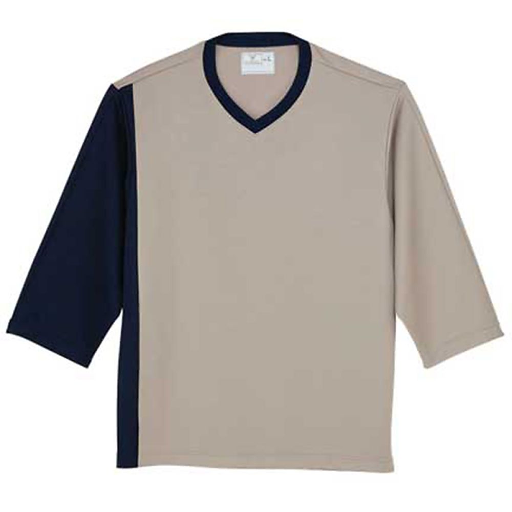 KIRAKU（トンボ） 前開き検診用シャツ ライトブラウン×ネイビー S（身丈65cm） CR814-28 S 1枚（ご注文単位1枚）【直送品】