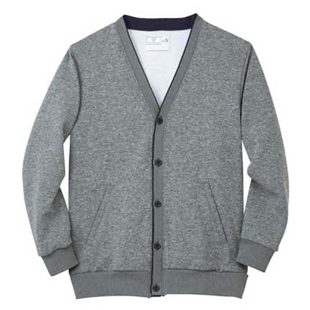 KIRAKU（トンボ） カーディガン グレーモク×ネイビー LL（身丈66cm） CR177-08 LL 1枚（ご注文単位1枚）【直送品】