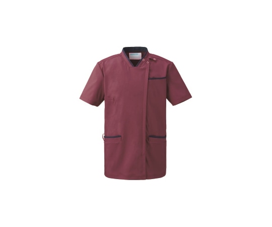 KAZEN スクラブジャケット男女半袖 プラム×ネイビー L KZN705-45 L 1枚(ご注文単位1枚)【直送品】