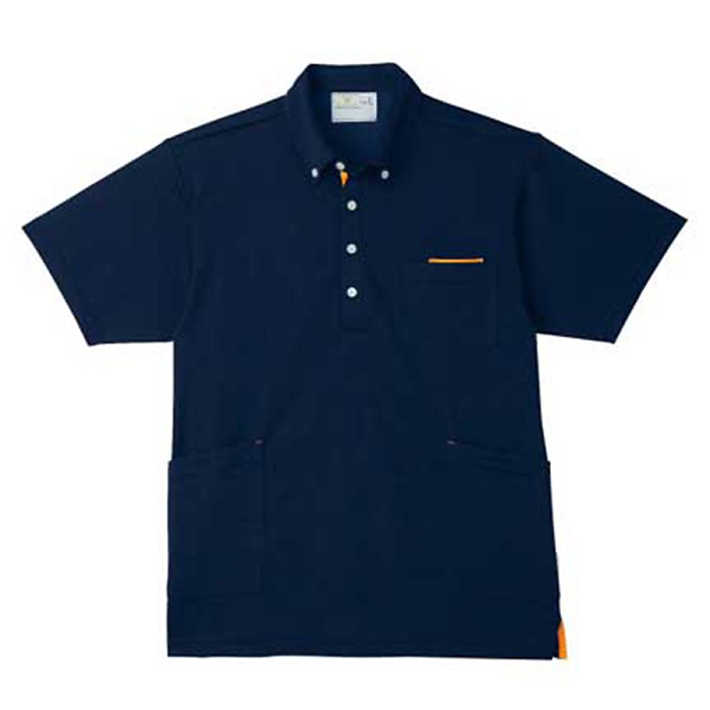 KIRAKU（トンボ） ニットシャツ ネイビー×オレンジ 4L（身丈80cm） CR156-59 4L 1枚（ご注文単位1枚）【直送品】