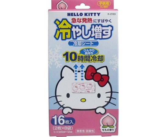 紀陽除虫菊 ハローキティ 冷やし増す 冷却シート 子供用 モモの香り 16枚入  1個（ご注文単位1個）【直送品】
