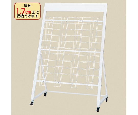 ストア・エキスプレス キャスター付きカタログスタンドA4 10段 ホワイト 4列 61-799-81-2 1台（ご注文単位1台）【直送品】