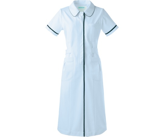 KAZEN ワンピース半袖 サックス L 022-21 L 1枚（ご注文単位1枚）【直送品】