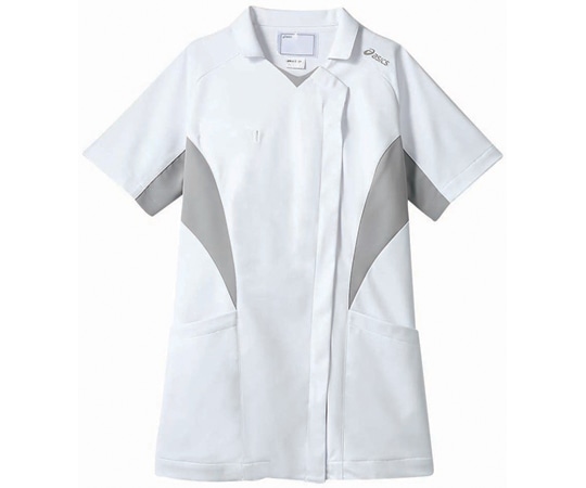 アズワン ナースジャケット 半袖 ホワイト×ライトグレー M CHM357-10 M 1枚（ご注文単位1枚）【直送品】