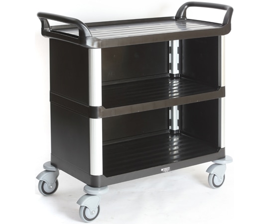 金沢車輌 静音樹脂3段ワゴン 3方囲い付 ブラック SH-9F Black 1台(ご注文単位1台)【直送品】