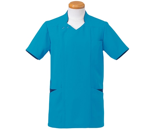 ヤギコーポレーション 半袖スクラブジャケット（メンズ）ターコイズ M R8996-31 1枚（ご注文単位1枚）【直送品】