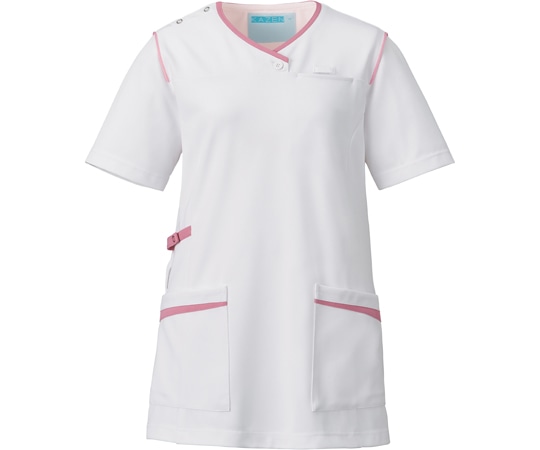 KAZEN レディススクラブ ホワイト×ピンク M 992-13 1枚(ご注文単位1枚)【直送品】