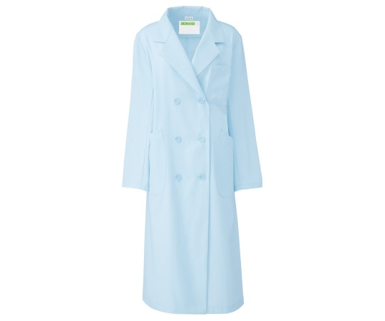 KAZEN レディス診察衣W型 長袖 サックス M 265-91 M 1枚（ご注文単位1枚）【直送品】