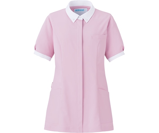 KAZEN レディスジャケット半袖 ピンク×ホワイト S 773-43 1枚(ご注文単位1枚)【直送品】