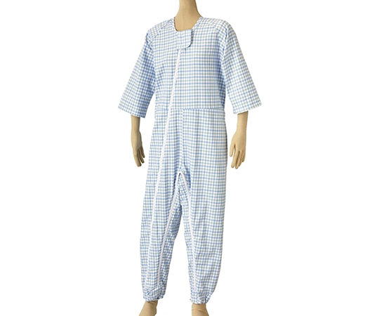 松本ナース産業 前開き介護ねまき WファスナーⅡ型ホックカバー付 ツイル ブルー M 1枚(ご注文単位1枚)【直送品】