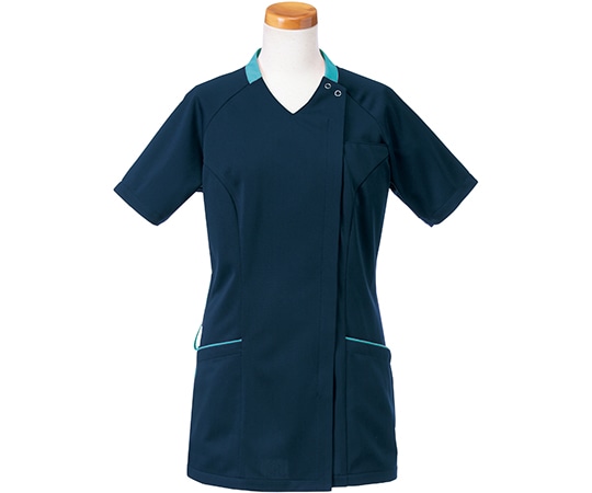 ヤギコーポレーション 半袖スクラブジャケット(レディース) ネイビー×アクア 3L R8947-31 1枚(ご注文単位1枚)【直送品】