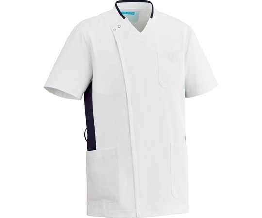 KAZEN メンズスクラブ ホワイト×ネイビー 3L 038-28 1枚(ご注文単位1枚)【直送品】