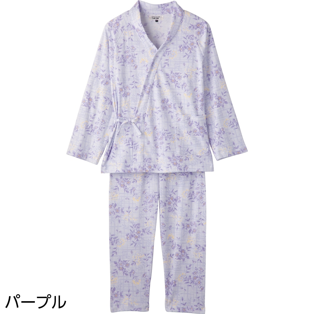 ケアファッション 婦人打合せパジャマ パープル L 800276 1個（ご注文単位1個）【直送品】
