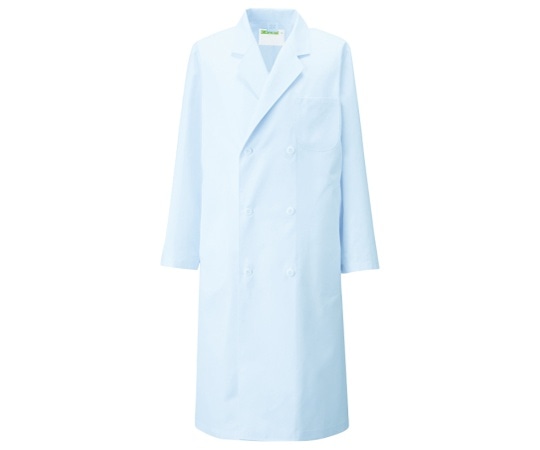KAZEN メンズ診察衣W型長袖 サックス L 115-71 L 1枚（ご注文単位1枚）【直送品】