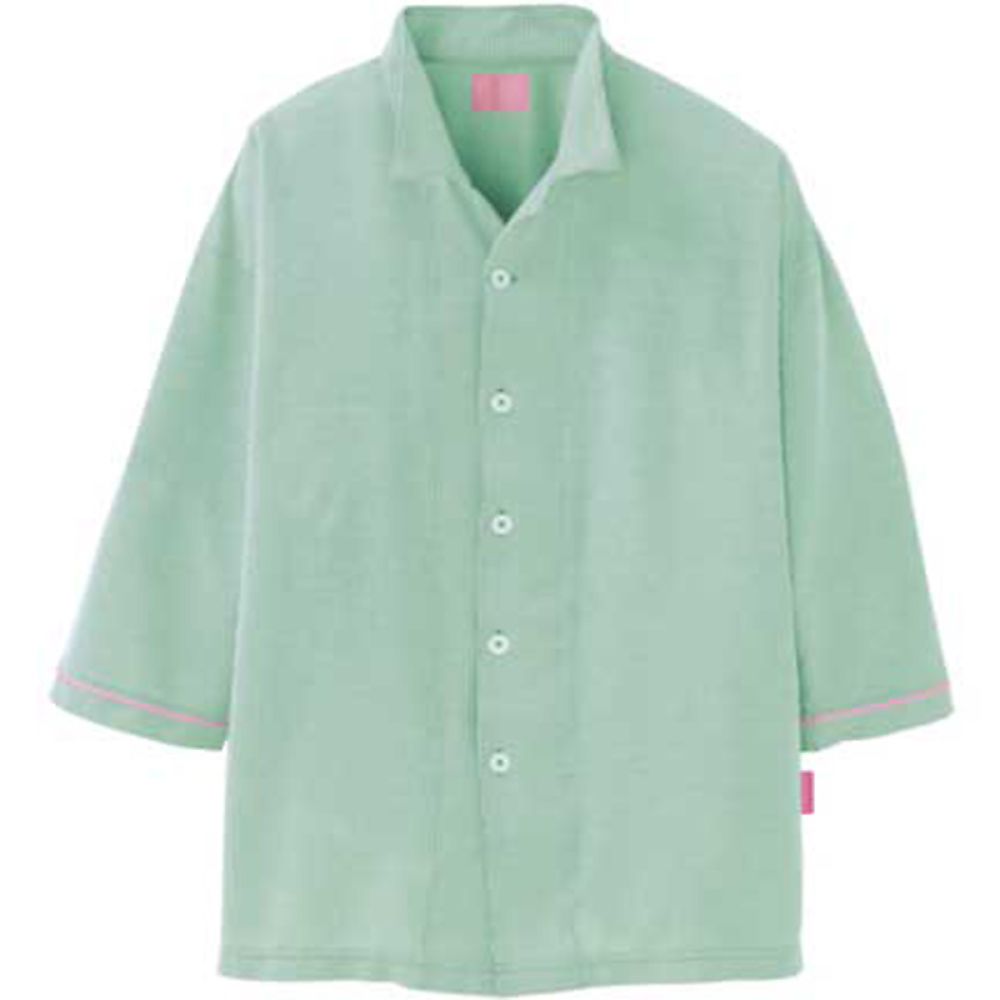 KIRAKU（トンボ） ニット患者衣 前開きシャツ ミント LL 1ケース（10枚入） CV001-40 LL 1ケース（ご注文単位1ケース）【直送品】