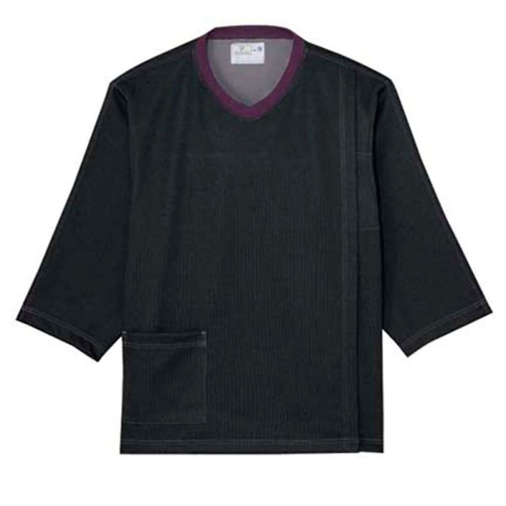 KIRAKU（トンボ） 前開き検診用シャツ ミッドグレー×バイオレット M（身丈68cm） CV317-80 M 1枚（ご注文単位1枚）【直送品】