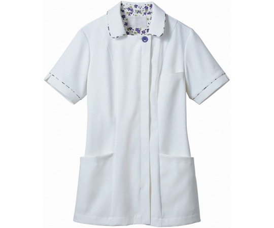 住商モンブラン ナースジャケット 半袖 オフホワイト/バイオレット LL LW811-16 LL 1枚（ご注文単位1枚）【直送品】