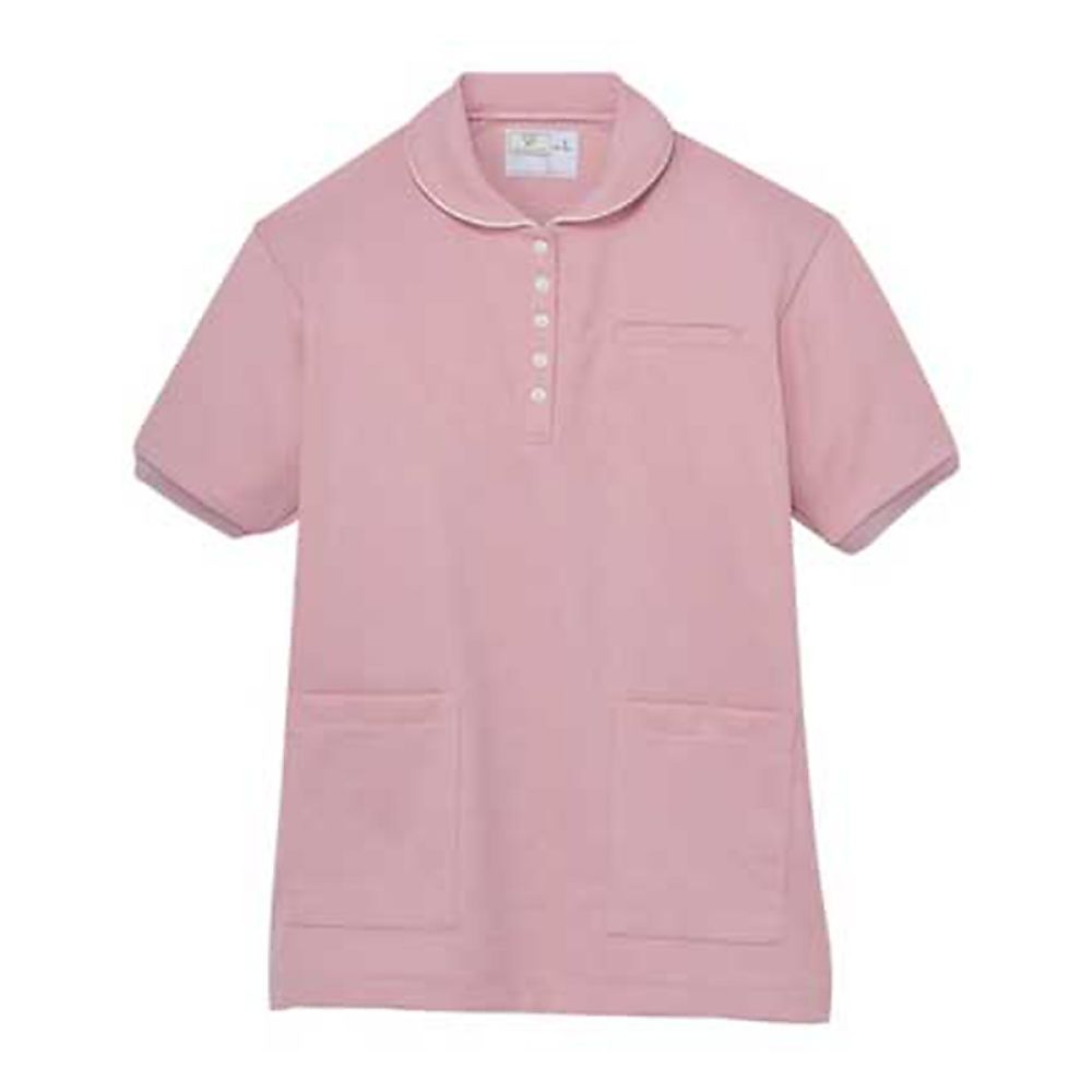 KIRAKU（トンボ） レディスケアワークシャツ シェルピンク L（身丈70cm） CR209-12 L 1枚（ご注文単位1枚）【直送品】