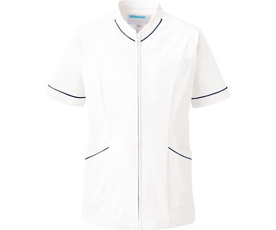 KAZEN スクラブ（男女兼用） ホワイトxネイビー 3L 055-28 3L 1枚（ご注文単位1枚）【直送品】