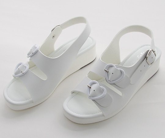 キクスイーサンダル ハート2バックルサンダル ホワイト L（23.5~24.0cm） 12403 1足（ご注文単位1足）【直送品】