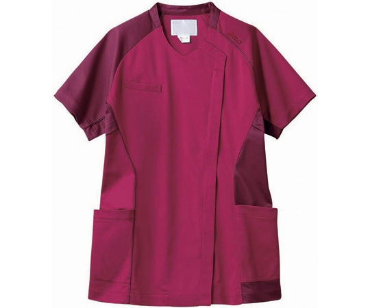 アズワン スクラブ レディス 半袖 バーガンディ×ワイン S CHM355-88 S 1枚(ご注文単位1枚)【直送品】