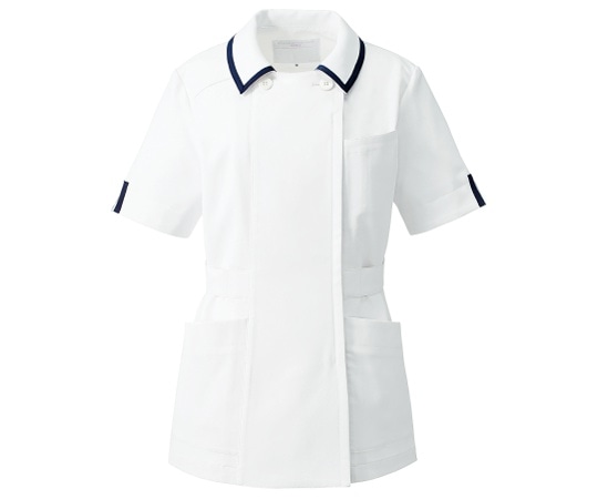 KAZEN レディスジャケット半袖 ホワイトxネイビー 17号 YW132-1 17 1枚(ご注文単位1枚)【直送品】