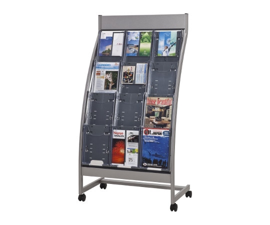 ナカキン パンフレットスタンド 3列4段(全画表示タイプ) グレー PSR-C304-GR 1台(ご注文単位1台)【直送品】