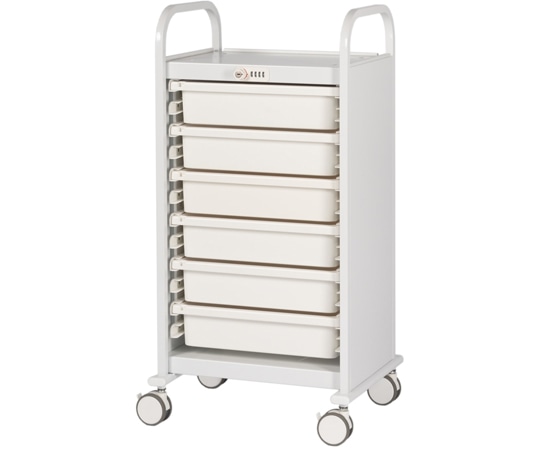 宮成製作所 薬剤保管庫メディロック 与薬カート 深型6段 ダイヤル錠 ネオホワイト MLGW-106D-W 1台（ご注文単位1台）【直送品】