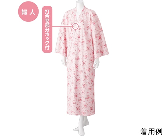 ケアファッション ヒモなし楽々!やわらかワンタッチねまき（婦人）ピンク系 M 800227 1着（ご注文単位1着）【直送品】