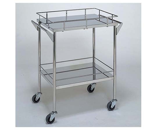 柏ステンレス工業 ステンレスワゴン 回診車 （静音仕様 枠付） 2段 600×450×800mm ステンレスワゴンMB-1512 1個（ご注文単位1個）【直送品】