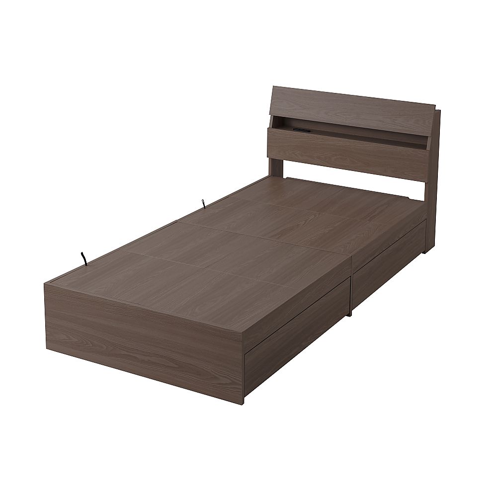 アズワン 収納ベッド シングル ウォールナット STBS-S 1台（ご注文単位1台）【直送品】