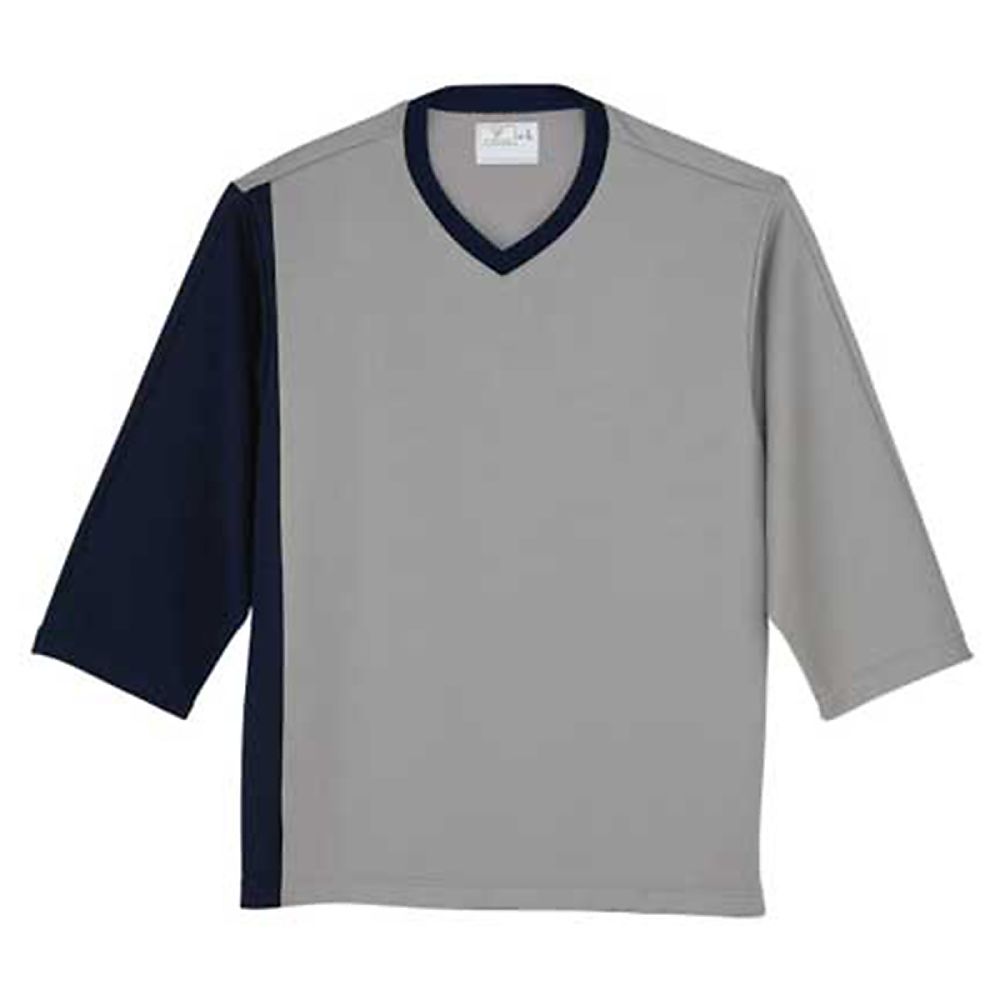 KIRAKU（トンボ） 前開き検診用シャツ シルバーグレー×ネイビー S（身丈65cm） CR814-03 S 1枚（ご注文単位1枚）【直送品】