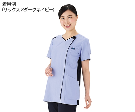 ZiPSCRUB（フォーク） レディスニットスクラブ（ジップスクラブ） サックス×ダークネイビー L 7050SC-2 1枚（ご注文単位1枚）【直送品】