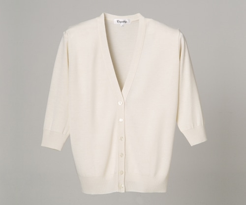 ディーフェイズ 抗ピル七分袖カーディガン ホワイト S D-1004 1枚（ご注文単位1枚）【直送品】