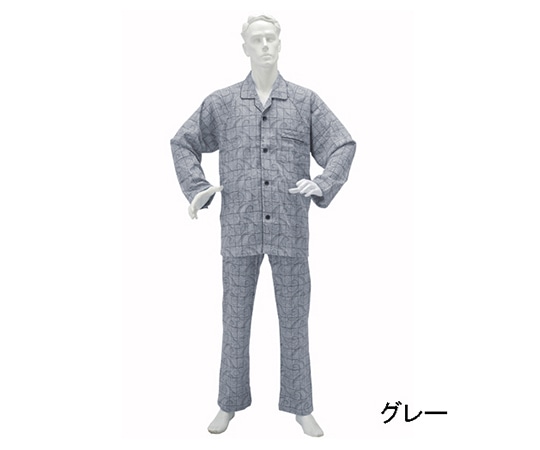 神戸生絲 楽らくパジャマ柄タイプ（スムース） 紳士用 グレー M No805Mグレー 1着（ご注文単位1着）【直送品】