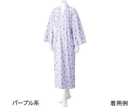 ケアファッション ヒモなし楽々!やわらかワンタッチねまき（婦人）パープル系 M 800227 1着（ご注文単位1着）【直送品】