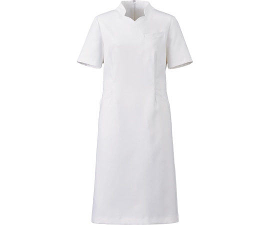 KAZEN ワンピース半袖 ホワイト 13号 YW113-1 1枚（ご注文単位1枚）【直送品】