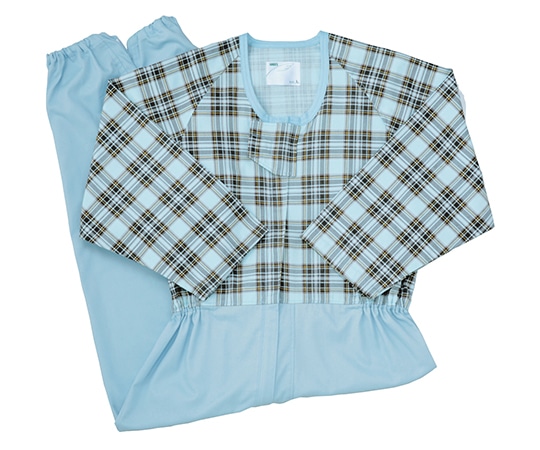 エンゼル(介護用品) 介護寝巻き コンビネーション(フルオープン型) タータンブルー L 5738-TA 1枚(ご注文単位1枚)【直送品】