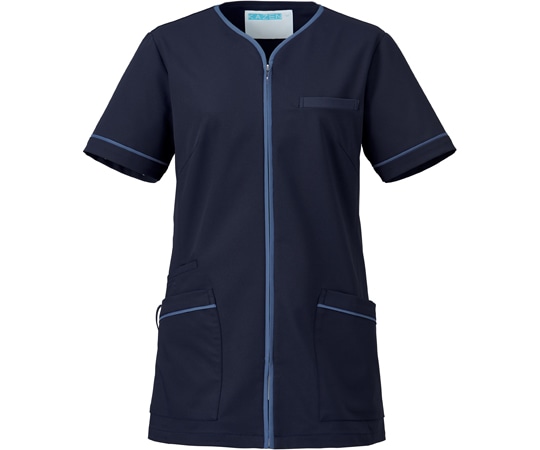 KAZEN レディスジャケット半袖 ネイビー×スモーキーブルー S 782-48 1枚（ご注文単位1枚）【直送品】