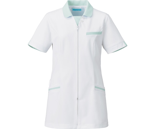 KAZEN レディスジャケット半袖 ホワイト×ミントグリーン LL 779-22L 1枚（ご注文単位1枚）【直送品】