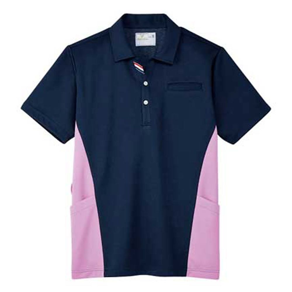 KIRAKU（トンボ） ケアワークシャツ ネイビー×モーベット M（身丈70cm） CR182-82 M 1枚（ご注文単位1枚）【直送品】