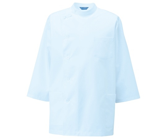 KAZEN メンズ医務衣 七分袖 サックス L 130-71 L 1枚（ご注文単位1枚）【直送品】
