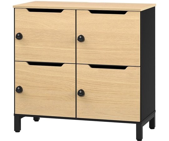 アール・エフ・ヤマカワ パーソナルロッカー 2列2段 ブラック×オーク扉 RFPL-22BK-OAD 1台(ご注文単位1台)【直送品】