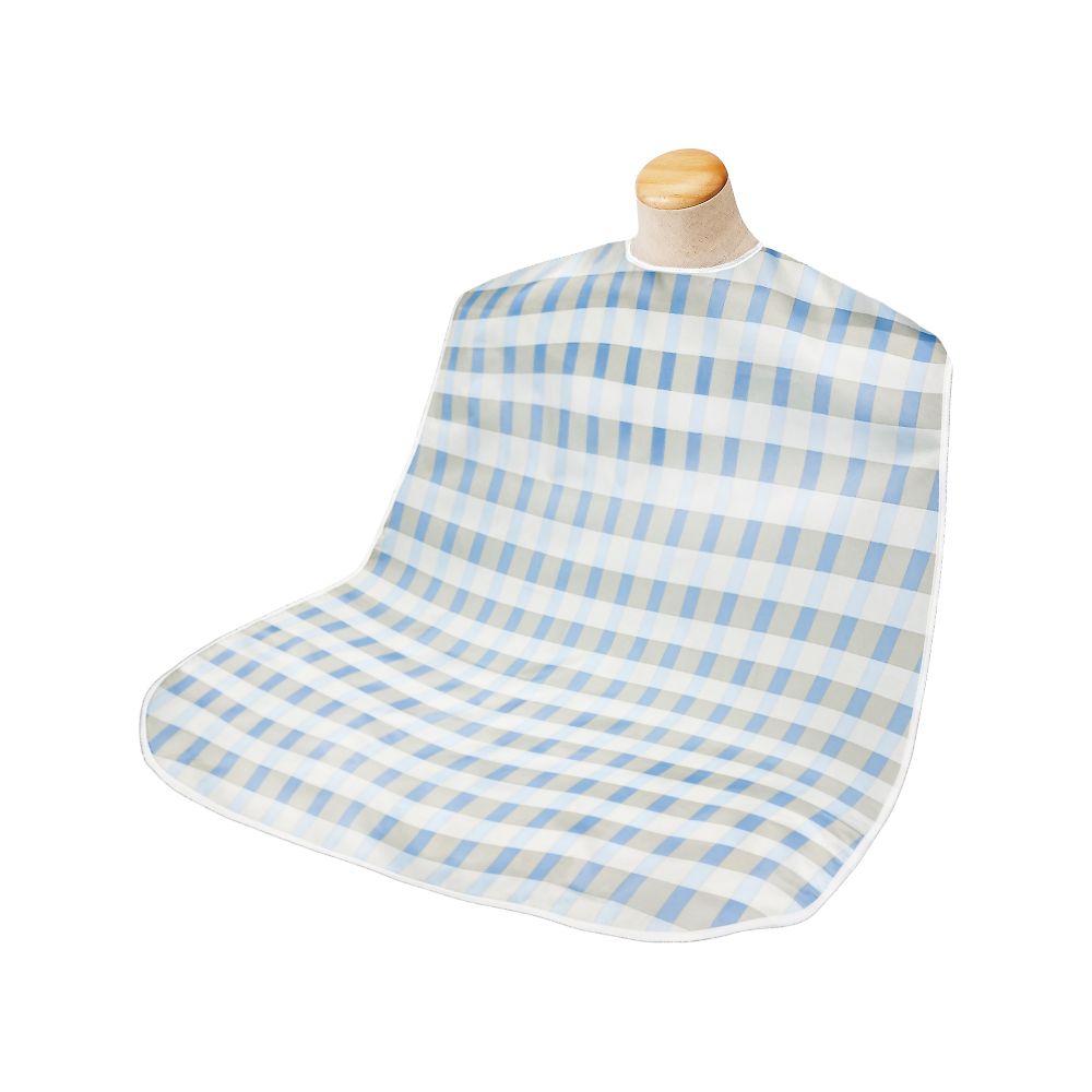 竹虎 ソフラピレンエプロン ボーダーチェックロング ブルー 102312 1枚（ご注文単位1枚）【直送品】