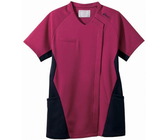 アズワン スクラブ レディス 半袖 バーガンディ×ネイビー 3L CHM359-89 3L 1枚（ご注文単位1枚）【直送品】