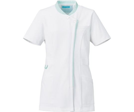 KAZEN レディスジャケット半袖 ホワイト×ミントグリーン 4L 778-22 1枚(ご注文単位1枚)【直送品】